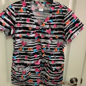 White Cross Scrub Top, used